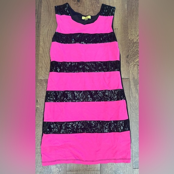 Nicole miller striped sequin dress big girl Sz XL extra large youth - Picture 1 of 5